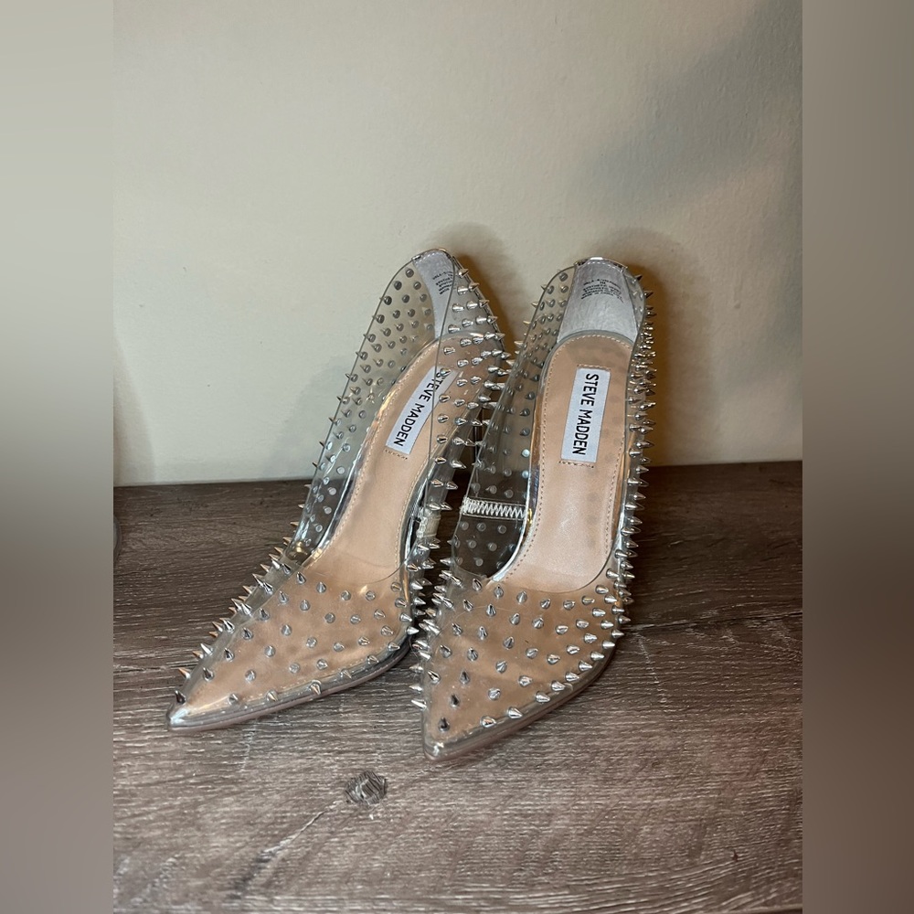STEVE MADDEN • vala clear spike heels
